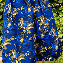 パラシュートスカート（ブルー＆イエローフラワー）★ケニアで愛される布「キテンゲ」使用。アフリカンプリント★ 3枚目の画像