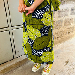 キテンゲ巻きスカート（イエローグリーンリーフ）★ケニアで愛される布「キテンゲ」使用。アフリカンプリント★ 4枚目の画像