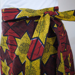 キテンゲ巻きスカート（イエローグリーンリーフ）★ケニアで愛される布「キテンゲ」使用。アフリカンプリント★ 8枚目の画像
