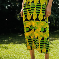キテンゲ巻きスカート（フィッシュイエロー）★ケニアで愛される布「キテンゲ」使用。アフリカンプリント★ 1枚目の画像