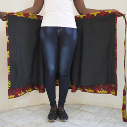 キテンゲ巻きスカート（フィッシュイエロー）★ケニアで愛される布「キテンゲ」使用。アフリカンプリント★ 5枚目の画像