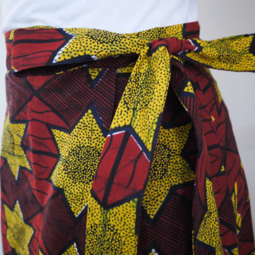 キテンゲ巻きスカート（ブラッシュピンク）☆ケニアで愛される布