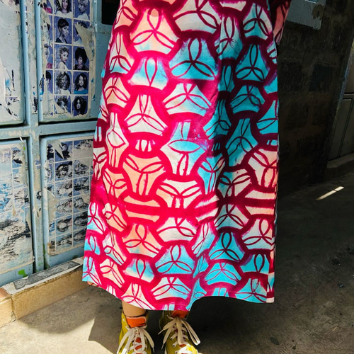 キテンゲ巻きスカート（ブラッシュピンク）☆ケニアで愛される布