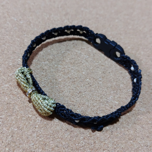 ネコちゃんワンちゃん用！マクラメ リボンの首輪 蝶ネクタイ（猫・犬