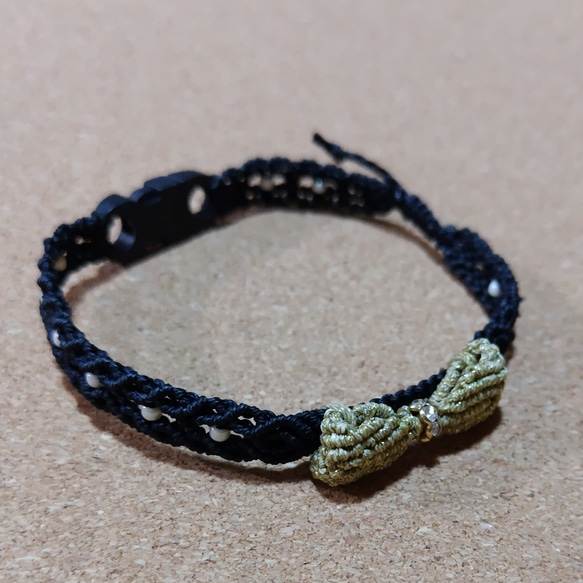 カメリア柄(グレー)ダブルリボン、わんちゃん猫ちゃん用首輪 カメリア柄(グレー)ダブルリボン、わんちゃん猫ちゃん用首輪 カメリア