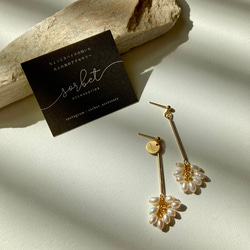 Rice pearl stick pierce ∵ 小粒パールのスティックピアス 粒々 淡水パール 入学式 母の日 4枚目の画像