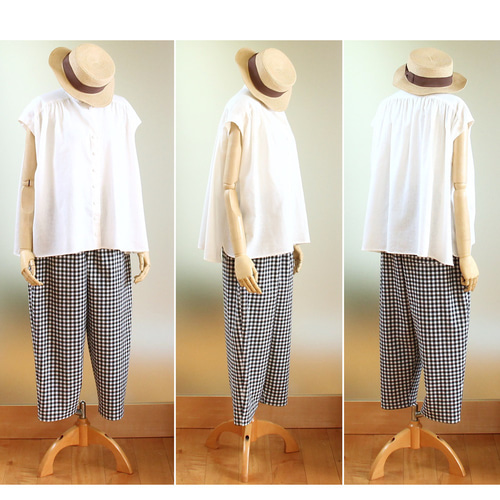 c_o_c_o_r_o ギンガムコットン ロングバルーンパンツ キュロット  