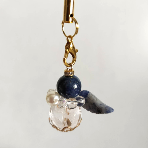 天使の羽ストラップ✨天然石のお守り✨幸運を呼ぶ石✨運気上昇