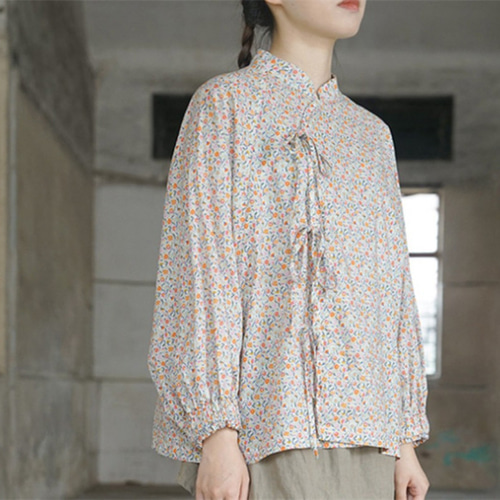 RANDYS 長袖　38 小花柄　ロングシャツ ブラウス シャツ レディース 長袖 夏 花柄 ロング丈 トップス