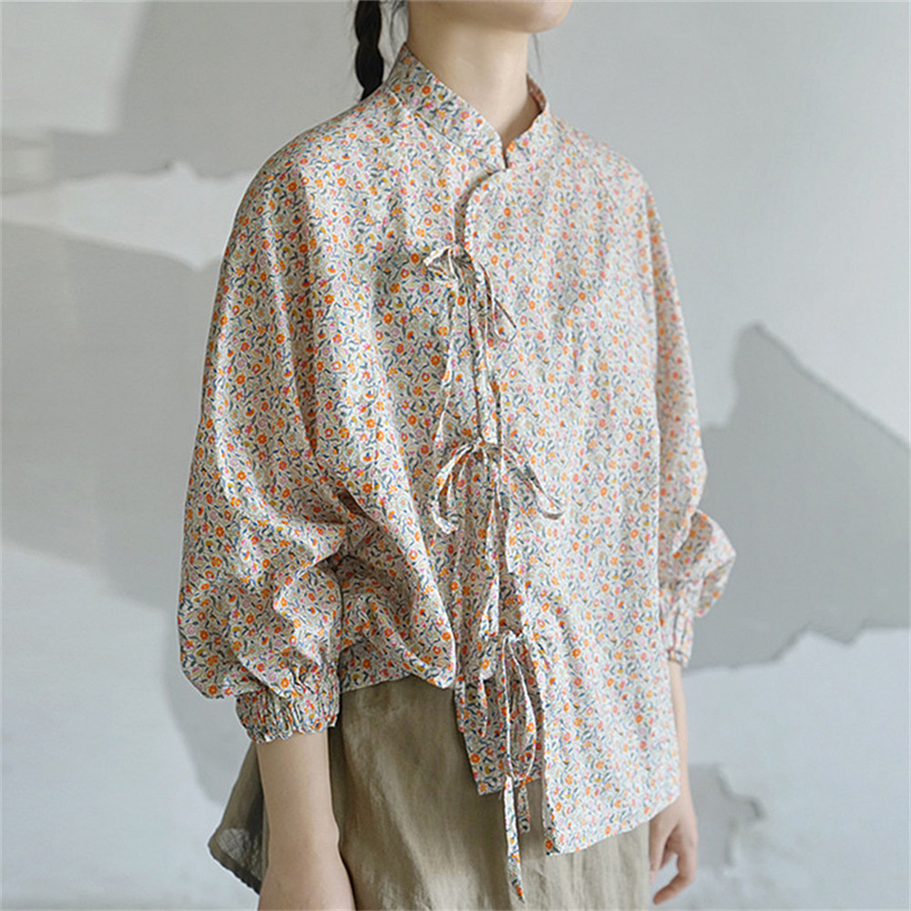 RANDYS 長袖　38 小花柄　ロングシャツ y426-1.jpg