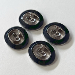 ボタン レトロ 楕円形 オーバル ブラック 二つ穴 21mm×18mm 4個セット ek-001 2枚目の画像