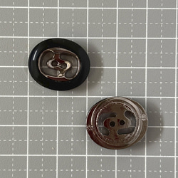 ボタン レトロ 楕円形 オーバル ブラック 二つ穴 21mm×18mm 4個セット ek-001 3枚目の画像