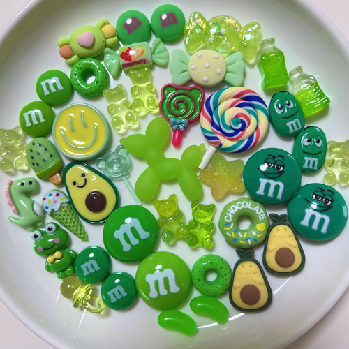 P-170 デコパーツ グリーン 緑 お菓子 スイーツ キーホルダー パーツ 