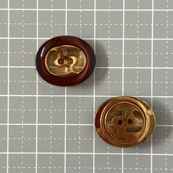 ボタン レトロ 楕円形 オーバル ダークブラウン 二つ穴 21mm×18mm 4個セット ek-003 3枚目の画像