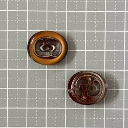 ボタン レトロ 楕円形 オーバル ブラウン 二つ穴 21mm×18mm 4個セット ek-004 3枚目の画像