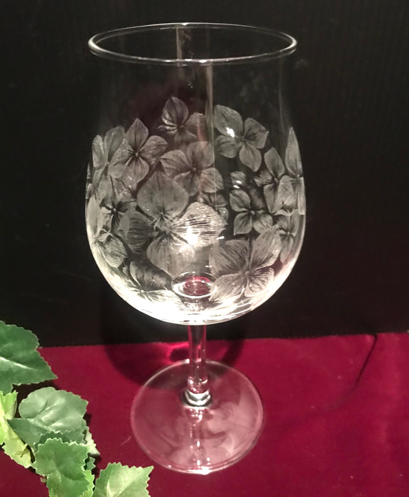 紫陽花のグラス〜手彫りガラス〜 2枚目の画像