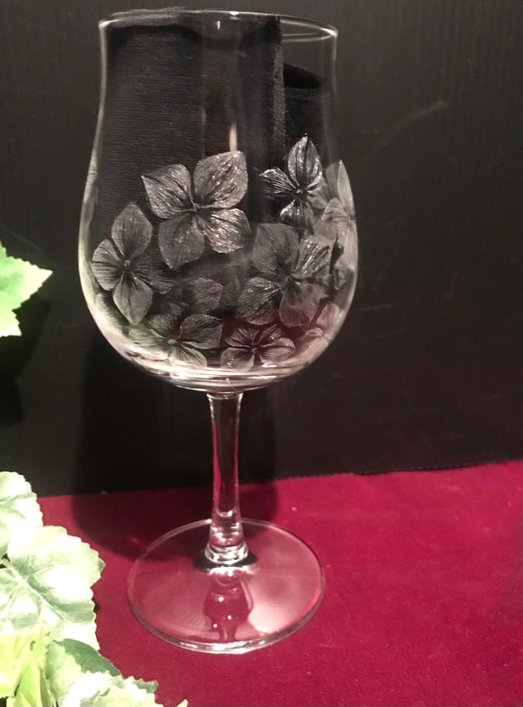 紫陽花のグラス〜手彫りガラス〜 12枚目の画像