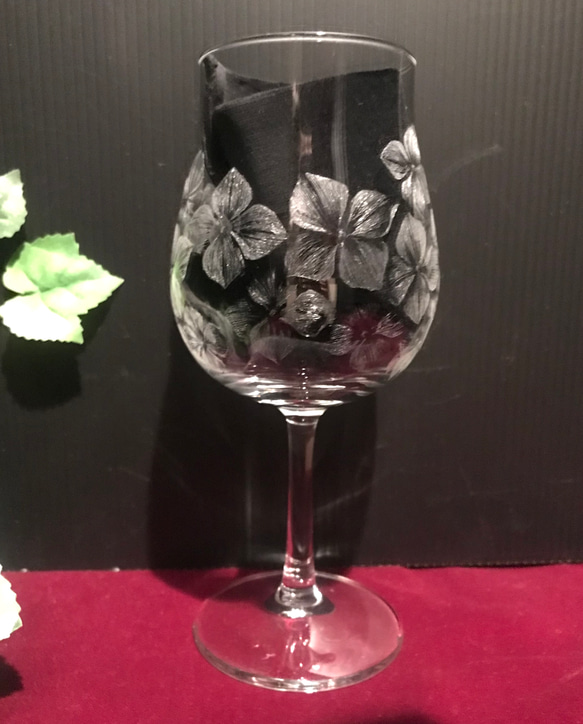 紫陽花のグラス〜手彫りガラス〜 8枚目の画像