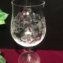 紫陽花のグラス〜手彫りガラス〜 4枚目の画像