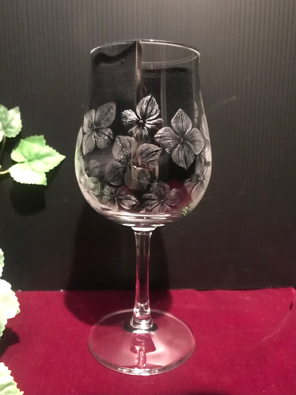 紫陽花のグラス〜手彫りガラス〜 9枚目の画像