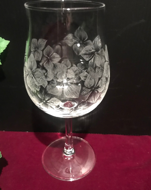 紫陽花のグラス〜手彫りガラス〜 3枚目の画像
