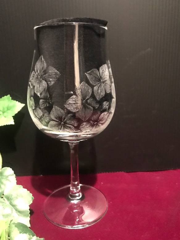 紫陽花のグラス〜手彫りガラス〜 15枚目の画像