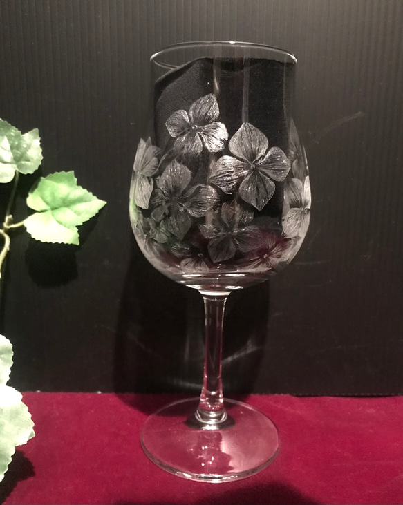 紫陽花のグラス〜手彫りガラス〜 7枚目の画像