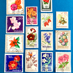＊。海外の美しい花と植物の切手 .。＊ 15枚アソートセット（レジン封入素材、コラージュやラッピング等にも） 6枚目の画像