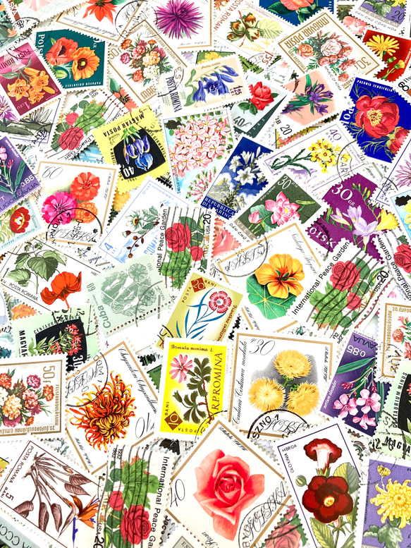 ＊。海外の美しい花と植物の切手 .。＊ 15枚アソートセット（レジン封入素材、コラージュやラッピング等にも） 2枚目の画像