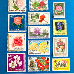 ＊。海外の美しい花と植物の切手 .。＊ 15枚アソートセット（レジン封入素材、コラージュやラッピング等にも） 5枚目の画像