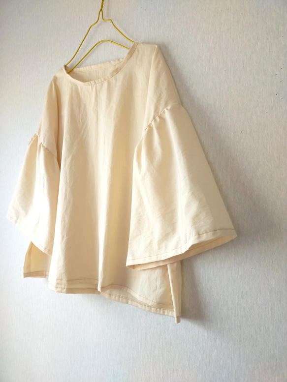 Spring cottonフリル袖ブラウス ✨選べる34色✨ ナチュラル   made in japan 2枚目の画像