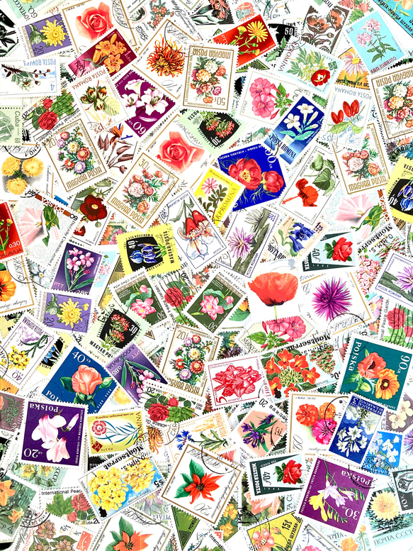 ＊。海外の美しい花と植物の切手 .。＊ 15枚アソートセットC（レジン封入素材、コラージュやラッピング等にも） 6枚目の画像