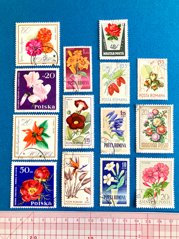 ＊。海外の美しい花と植物の切手 .。＊ 15枚アソートセットC（レジン封入素材、コラージュやラッピング等にも） 2枚目の画像