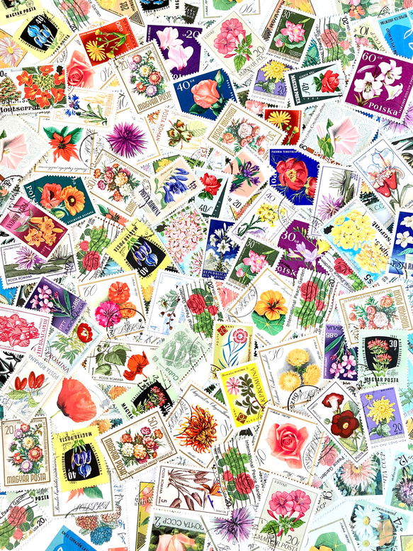 ＊。海外の美しい花と植物の切手 .。＊ 15枚アソートセットC（レジン封入素材、コラージュやラッピング等にも） 4枚目の画像