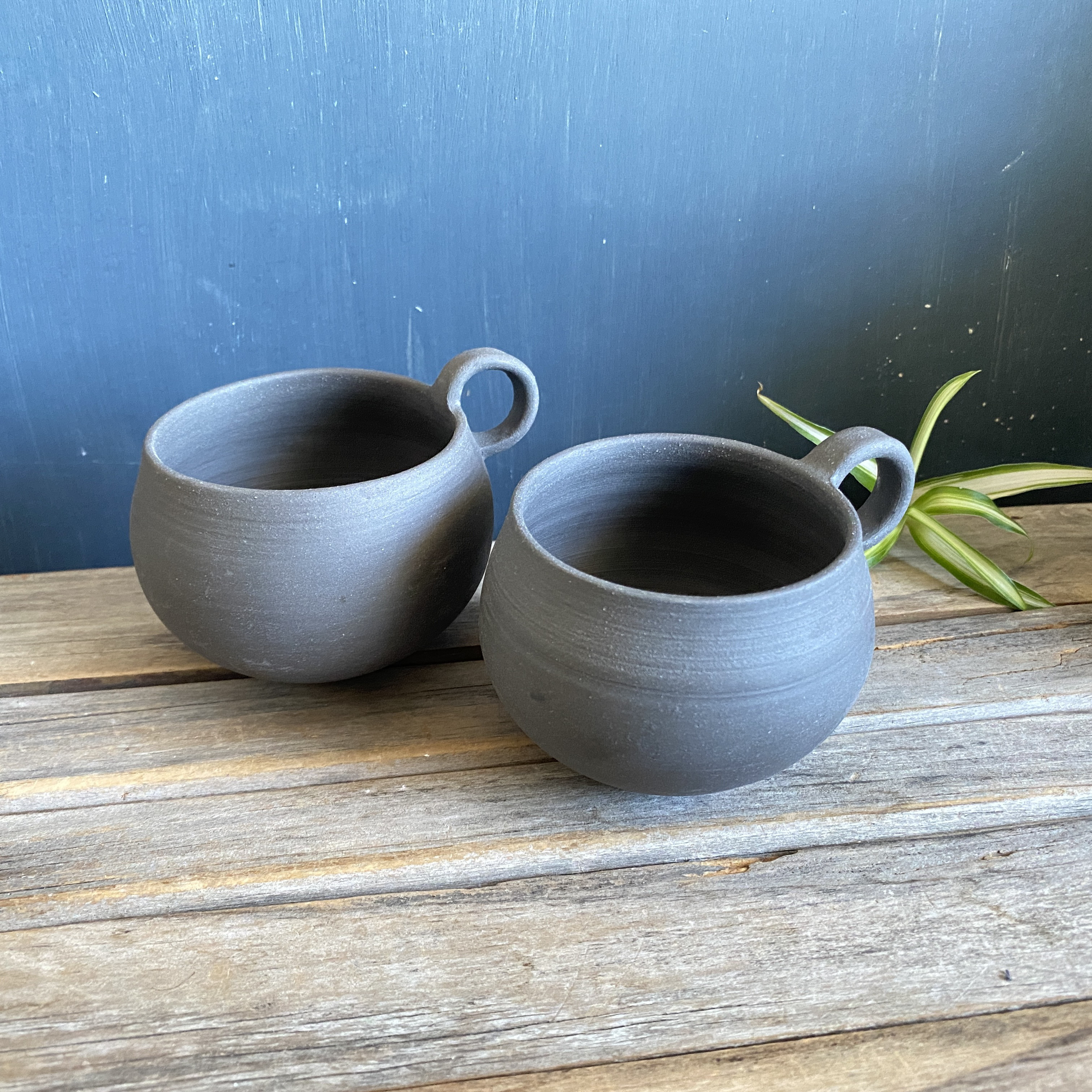 黒泥土の焼締め珈琲カップset  約250ml　コーヒー好きに