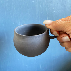 黒泥土の焼締め珈琲カップ 約230ml　コーヒー好きに　送料無料 4枚目の画像