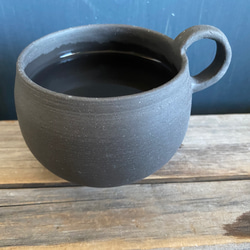 黒泥土の焼締め珈琲カップ 約230ml　コーヒー好きに　送料無料 12枚目の画像