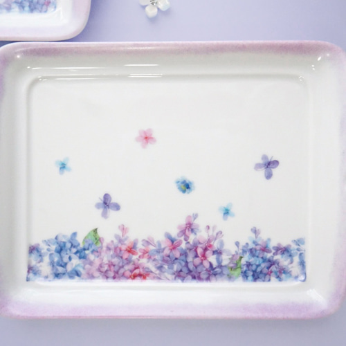 紫陽花舞う幻想的な陶器のトレー 小皿 ❤︎Blanche Neige❤︎ 通販