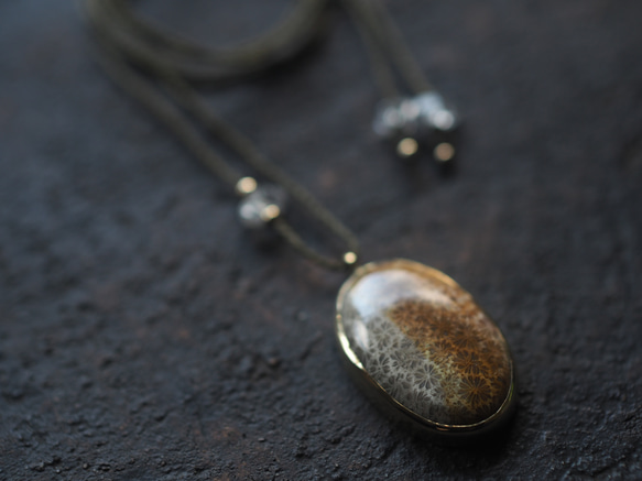 fossil coral brass necklace (yaka) 8枚目の画像