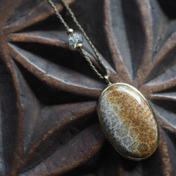 fossil coral brass necklace (yaka) 1枚目の画像