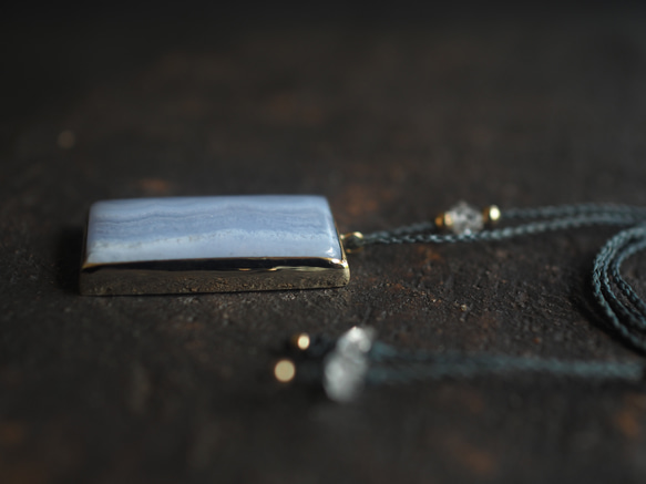 blue lace agate brass necklace (sesenagi) 10枚目の画像