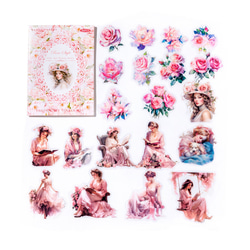 シール　女の子と花シリーズ　６種類２４０枚入り コラージュ　素材 13枚目の画像