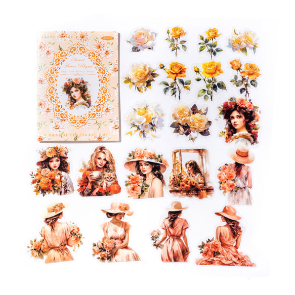 シール　女の子と花シリーズ　６種類２４０枚入り コラージュ　素材 14枚目の画像