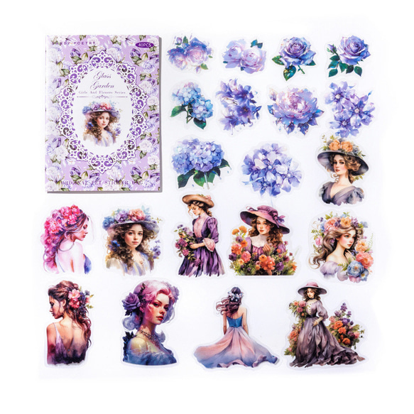 シール　女の子と花シリーズ　６種類２４０枚入り コラージュ　素材 10枚目の画像