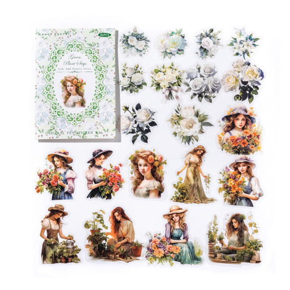 シール　女の子と花シリーズ　６種類２４０枚入り コラージュ　素材 9枚目の画像