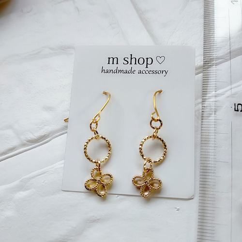 クローバー ハンドメイドピアス ピアス（フック・チェーン） m