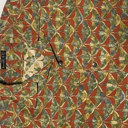 着物リメイク 鳥柄のアロハシャツ メンズLサイズ 3枚目の画像