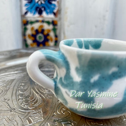 ハネンさんの地中海陶器　小さめマグカップ　優しさあふれるホワイトブルー　カムファ CFWT2 9枚目の画像