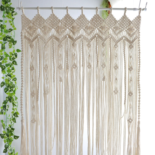 送料込み】アーチ形の編み模様：Nマクラメカーテン·マクラメのれん