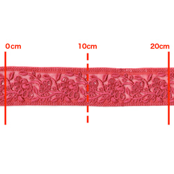 [ 425 ] 赤 ピンク 花柄 幅:4.5cm インド刺繍 リボン 3枚目の画像
